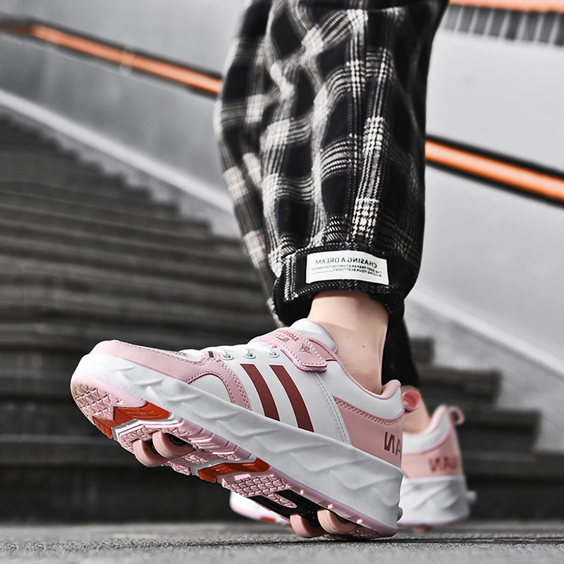 暴走鞋儿童版4轮隐藏旱冰鞋男孩女款溜冰鞋小孩学生旱冰鞋轮滑鞋