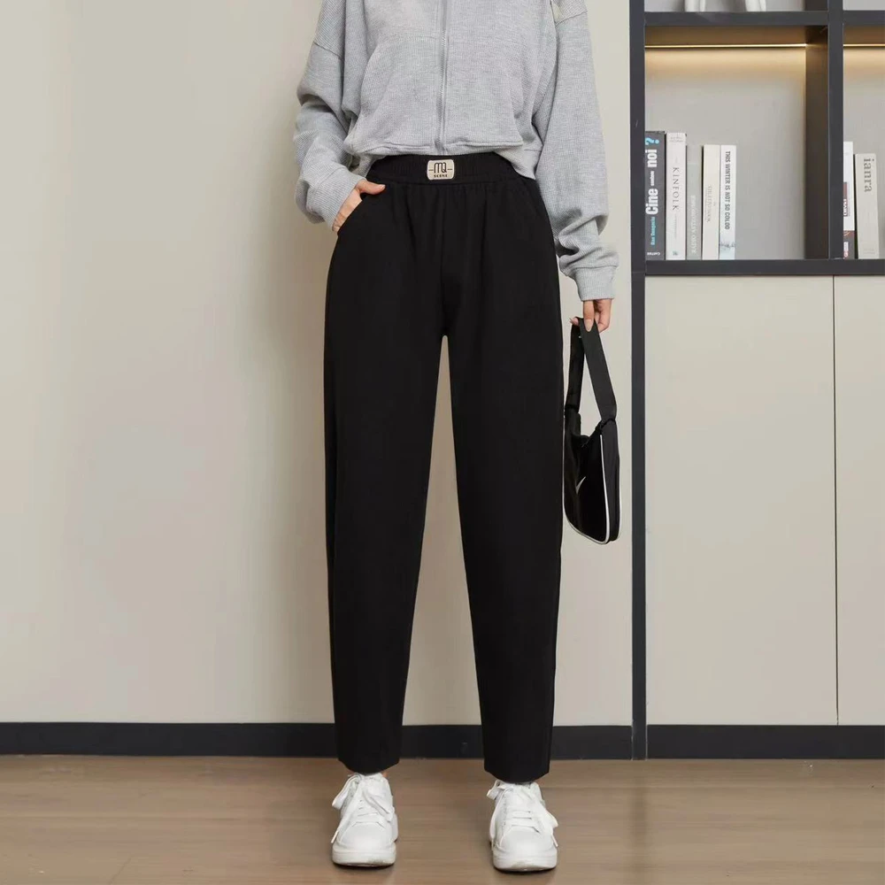 秋冬韩版萝卜裤女休闲百搭宽松大码女裤高腰显瘦哈伦裤