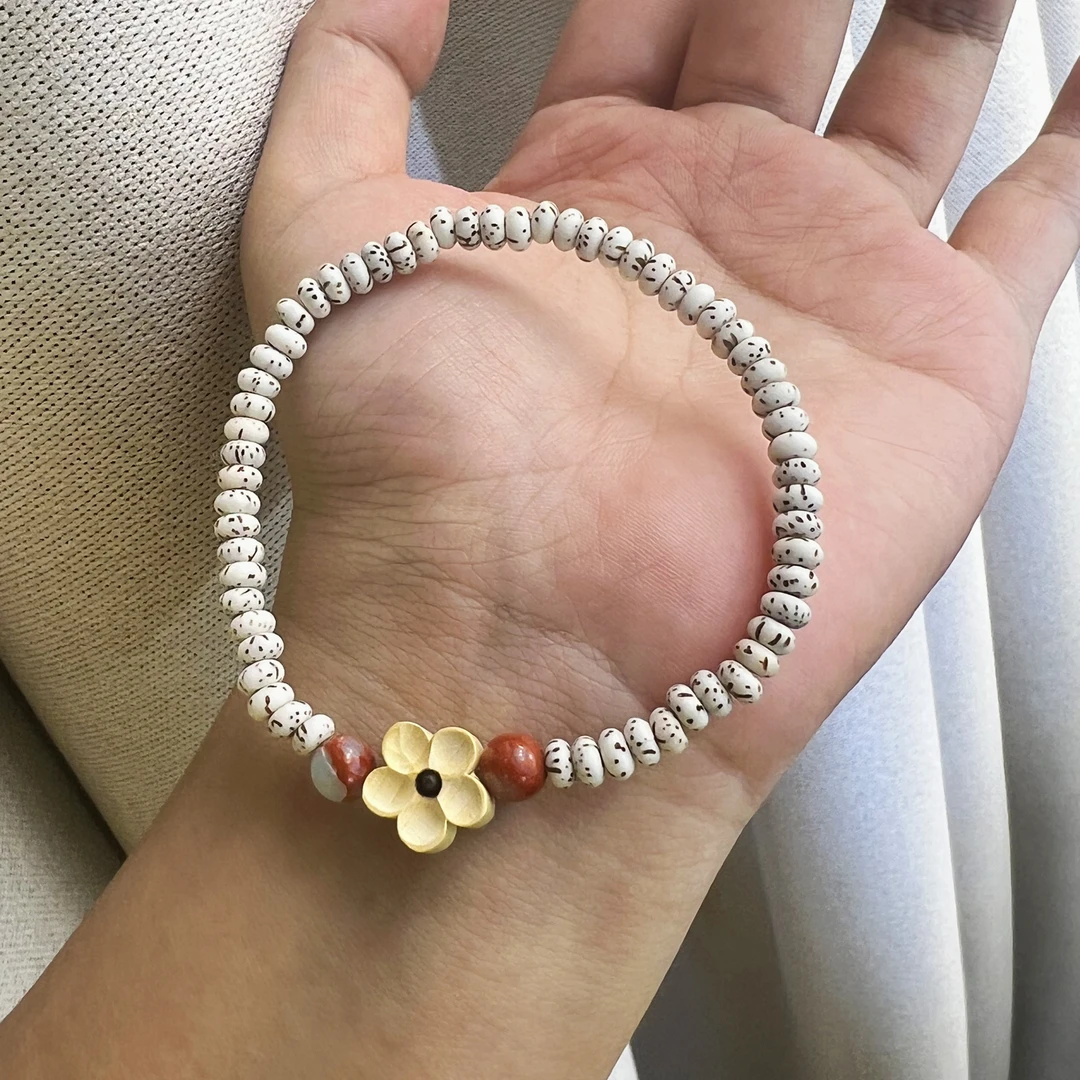 星月菩提算盘珠单圈小花国风手串
