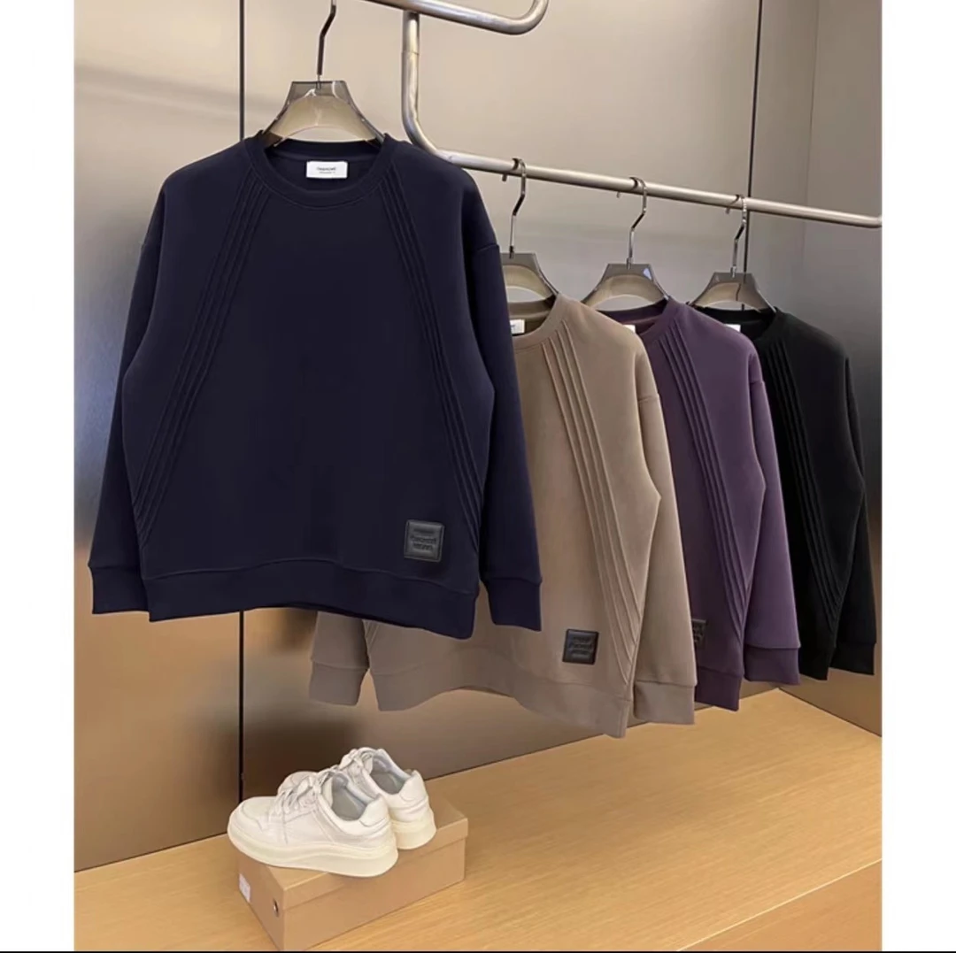 门店389！【设计师高货】！软而挺括! 条纹拼接时尚卫衣百搭011