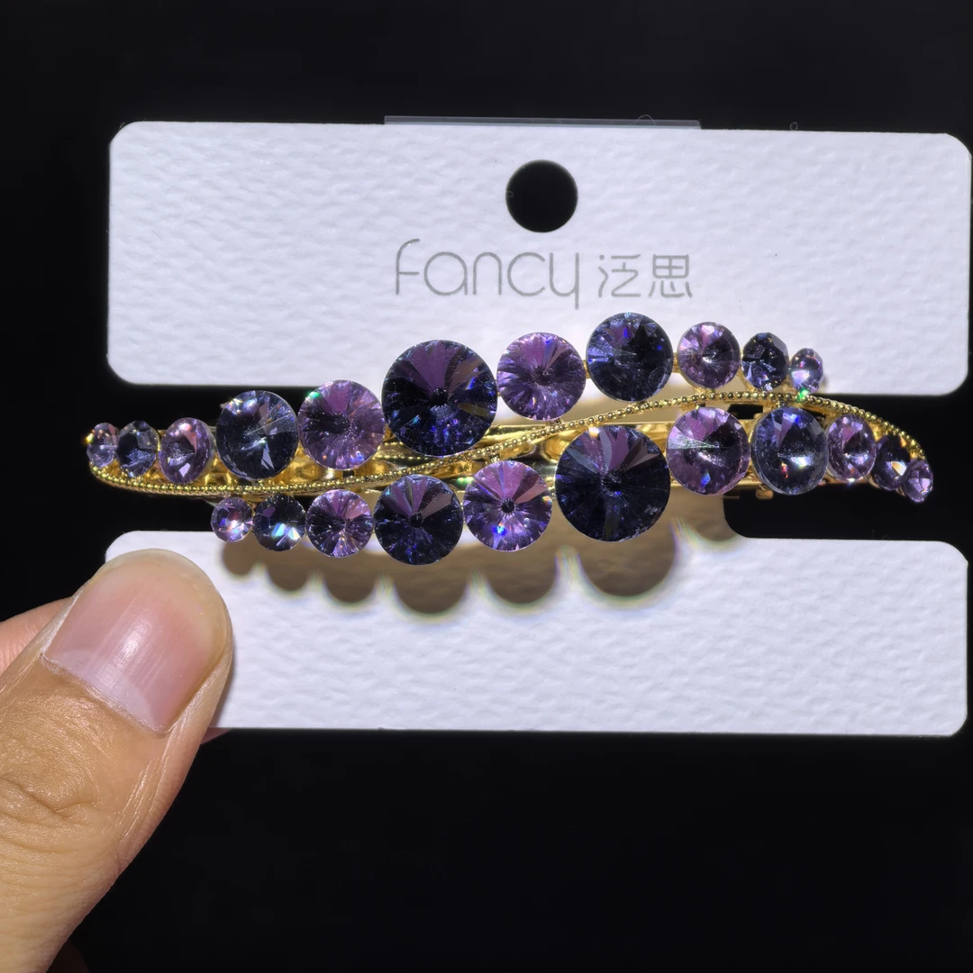 泛思新款中号8cm叶子紫色高档发夹优雅韩版时尚气质后脑勺发卡女