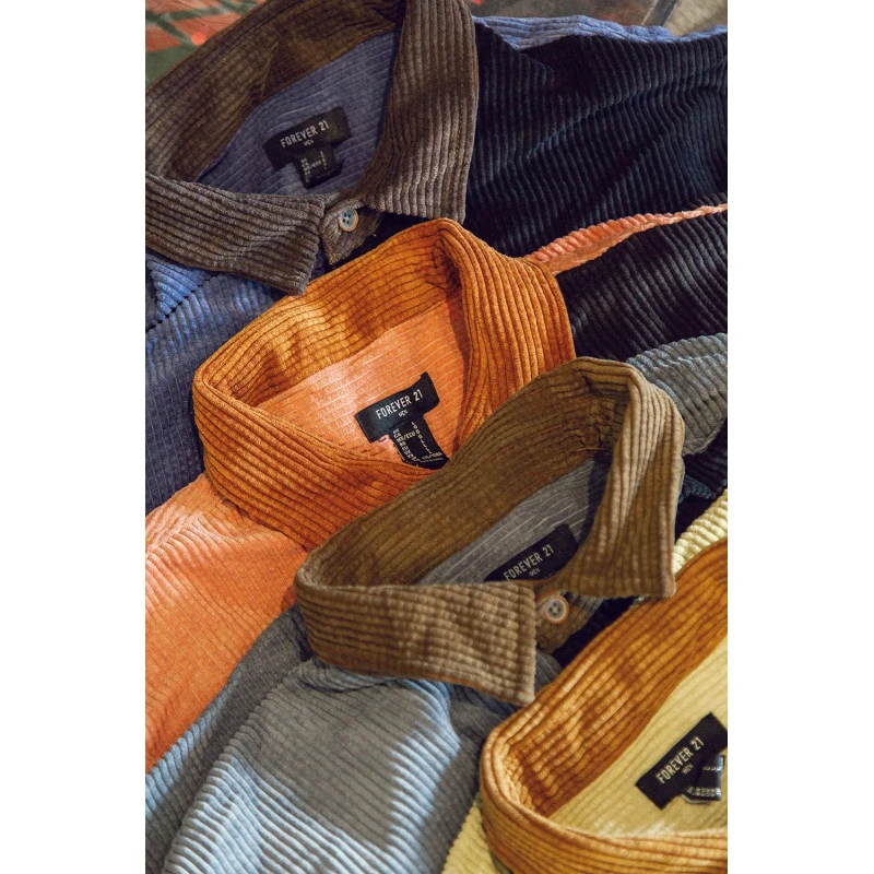 美单正品原箱货！美式复古 原300+撞色拼接男翻领灯芯绒衬衣薄外套