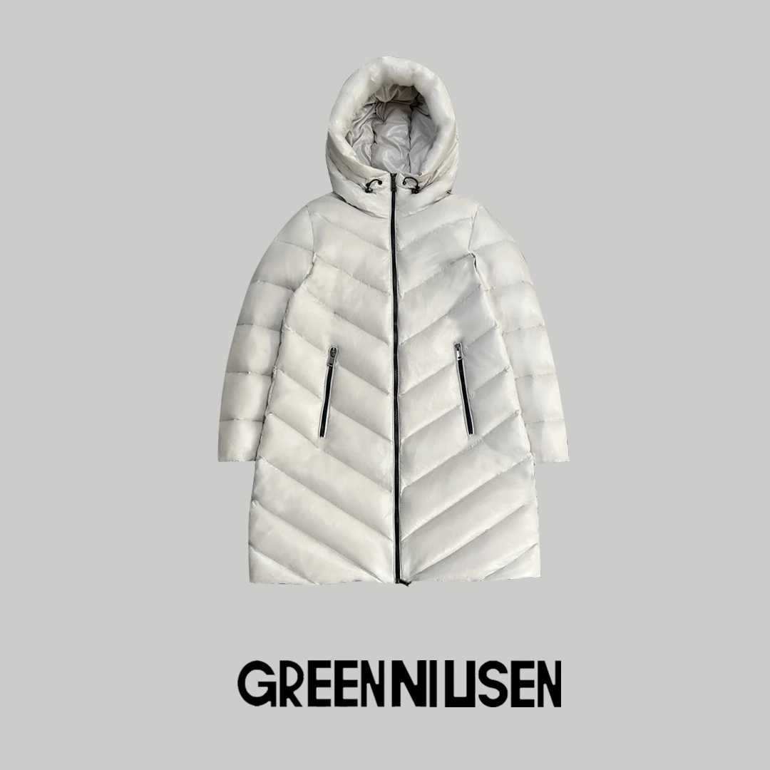 新国标90鹅绒 女士休闲商务通勤保暖连帽中长款羽绒服7003女款