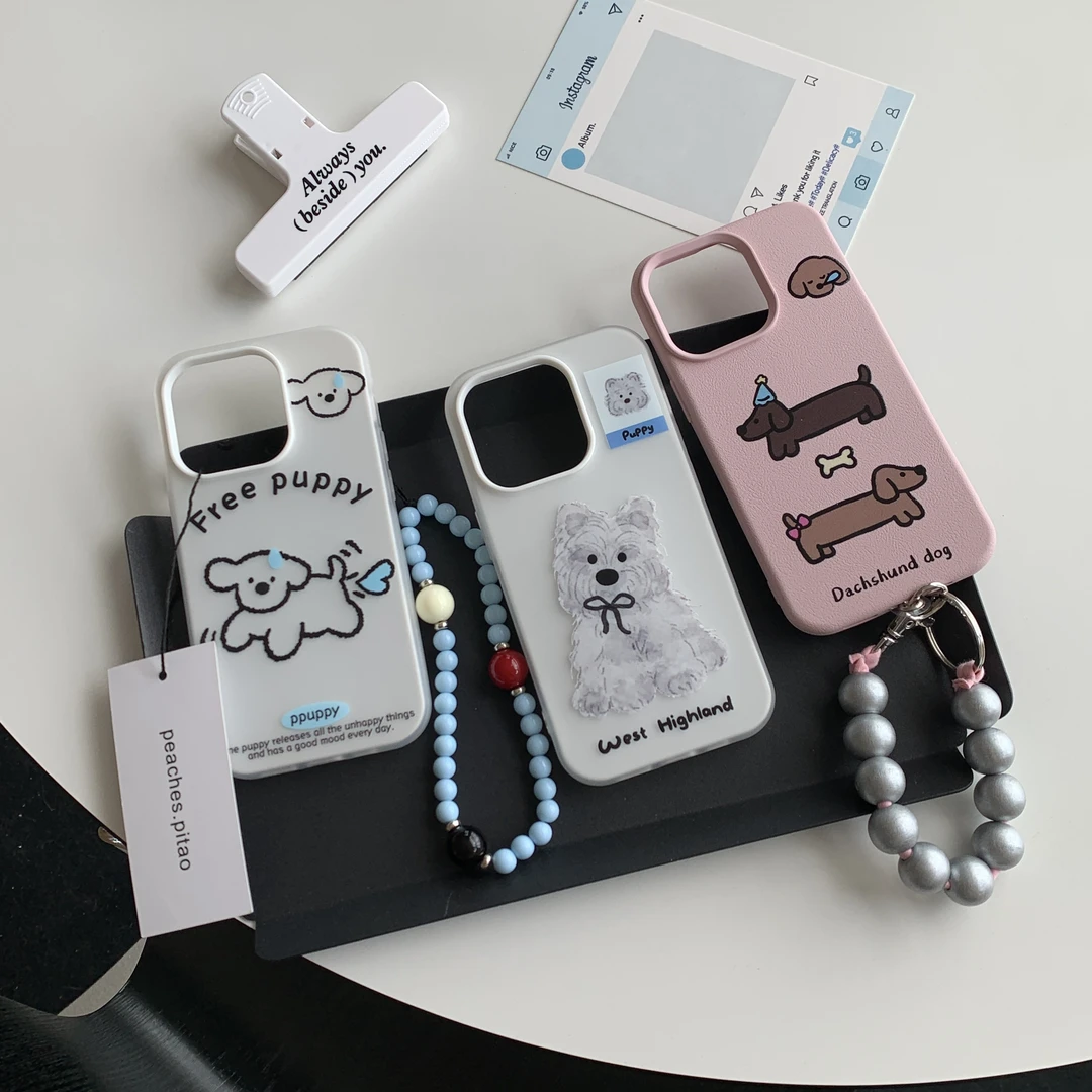 简约卡通狗狗二合一适用于苹果iphone系列15/14/13/12手机壳