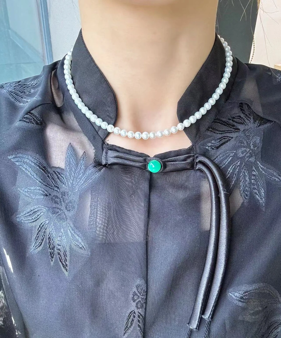 （毕业级）5-6mm淡水珍珠项链S925银尾链 极光正圆无瑕气质百搭