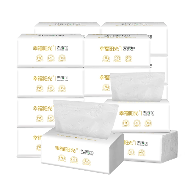 幸福阳光无添加软抽70抽24包一箱家用纸巾 0添加