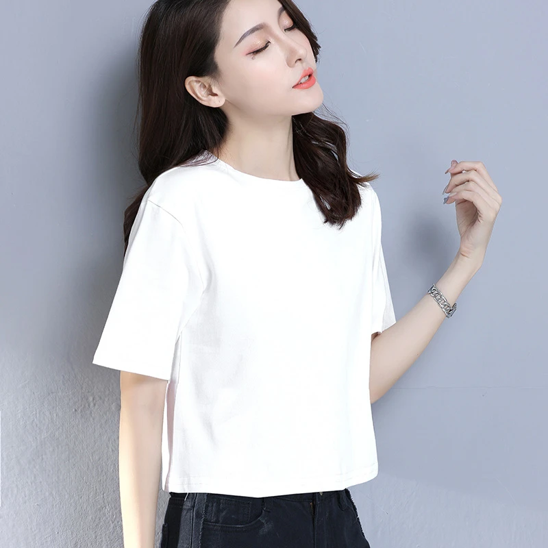 短款齐腰宽松白色T恤女薄款短袖新款夏季设计感上衣显瘦百搭洋气
