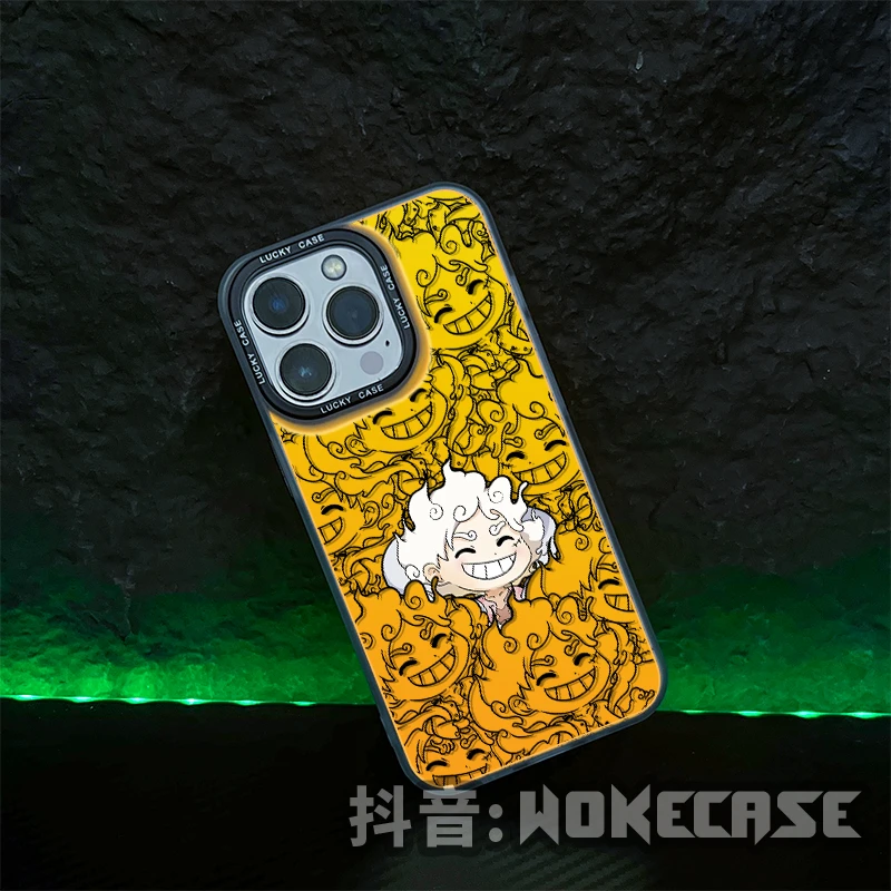 适用苹果14华为小米新款Q版尼卡路飞满屏IMD炫彩防摔动漫手机壳MC