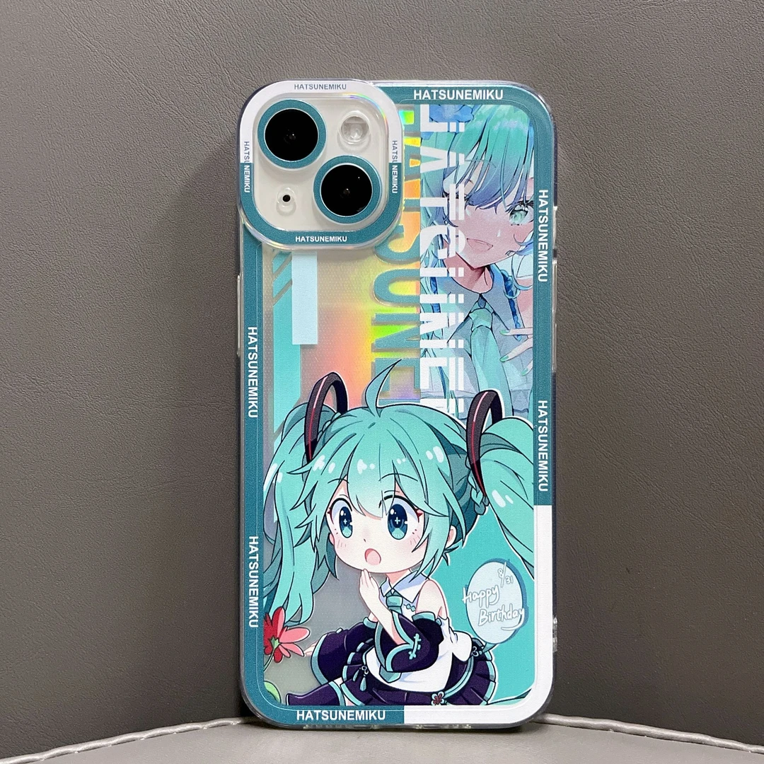 适用苹果华为oppovivo小米MIKU初音未来天使眼透明动漫手机壳SQ