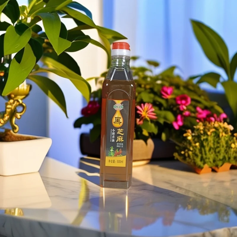 传统工艺黑芝麻香油500ml纯正小磨香油家用瓶装郎氏
