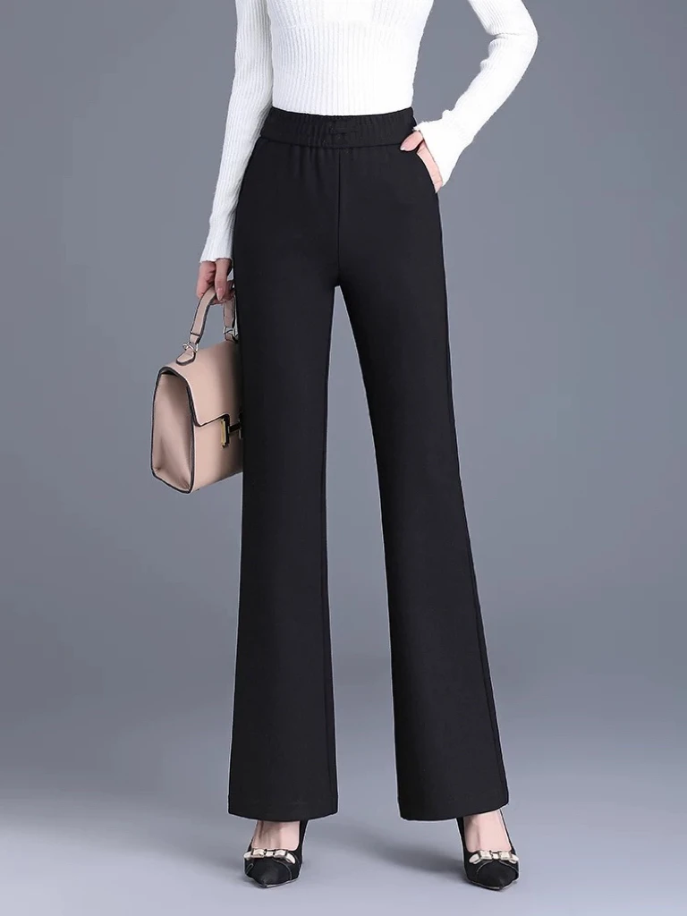 8862#新款女装时尚加绒微喇裤