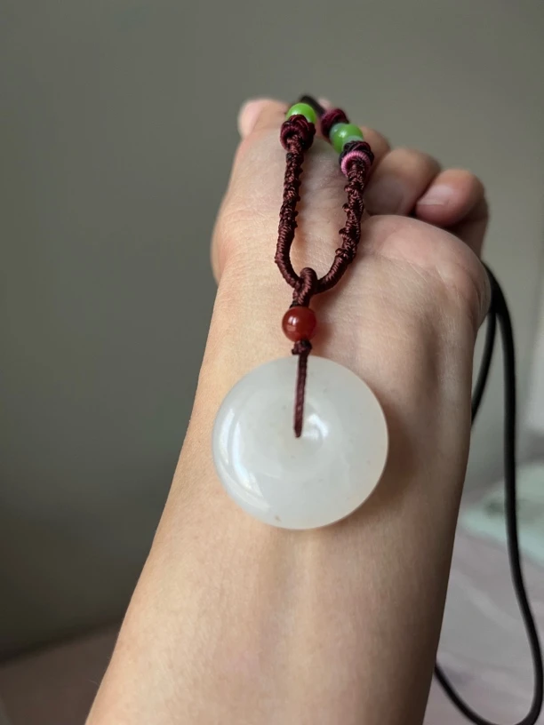 非金属合成锆石吊坠 天然玉石金丝玉平安扣吊坠男女款时尚项链