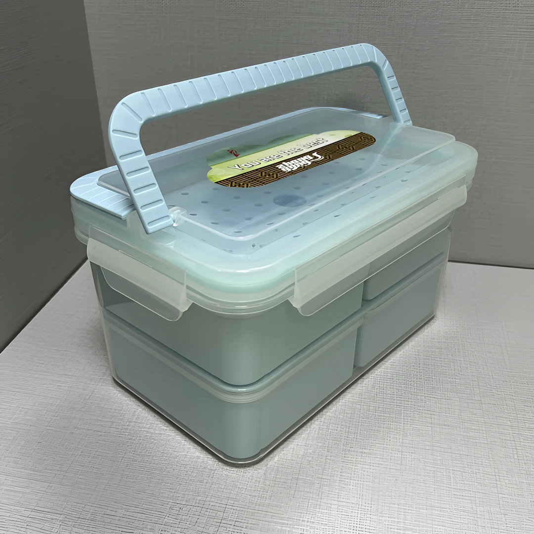 【套装饭菜盒】四格套装保鲜饭菜盒便携家用外出双层多用盒