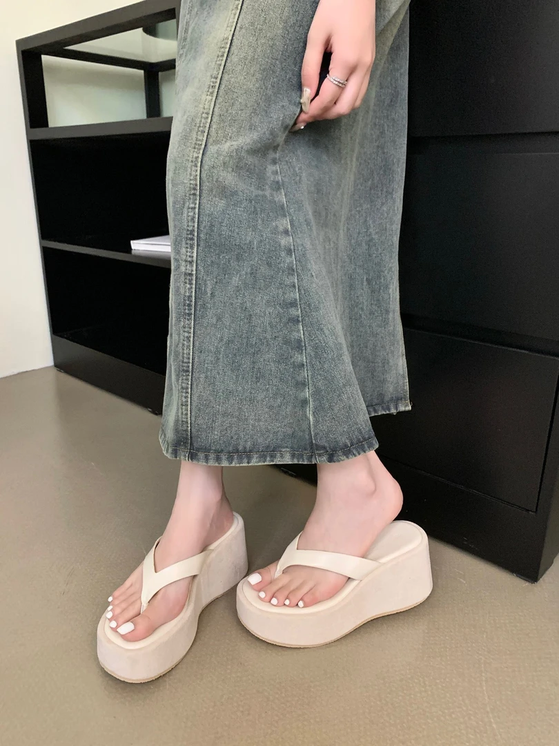 【HY】羊皮版～网红夏季新款百搭防滑厚底人字拖沙滩凉拖鞋时尚小众