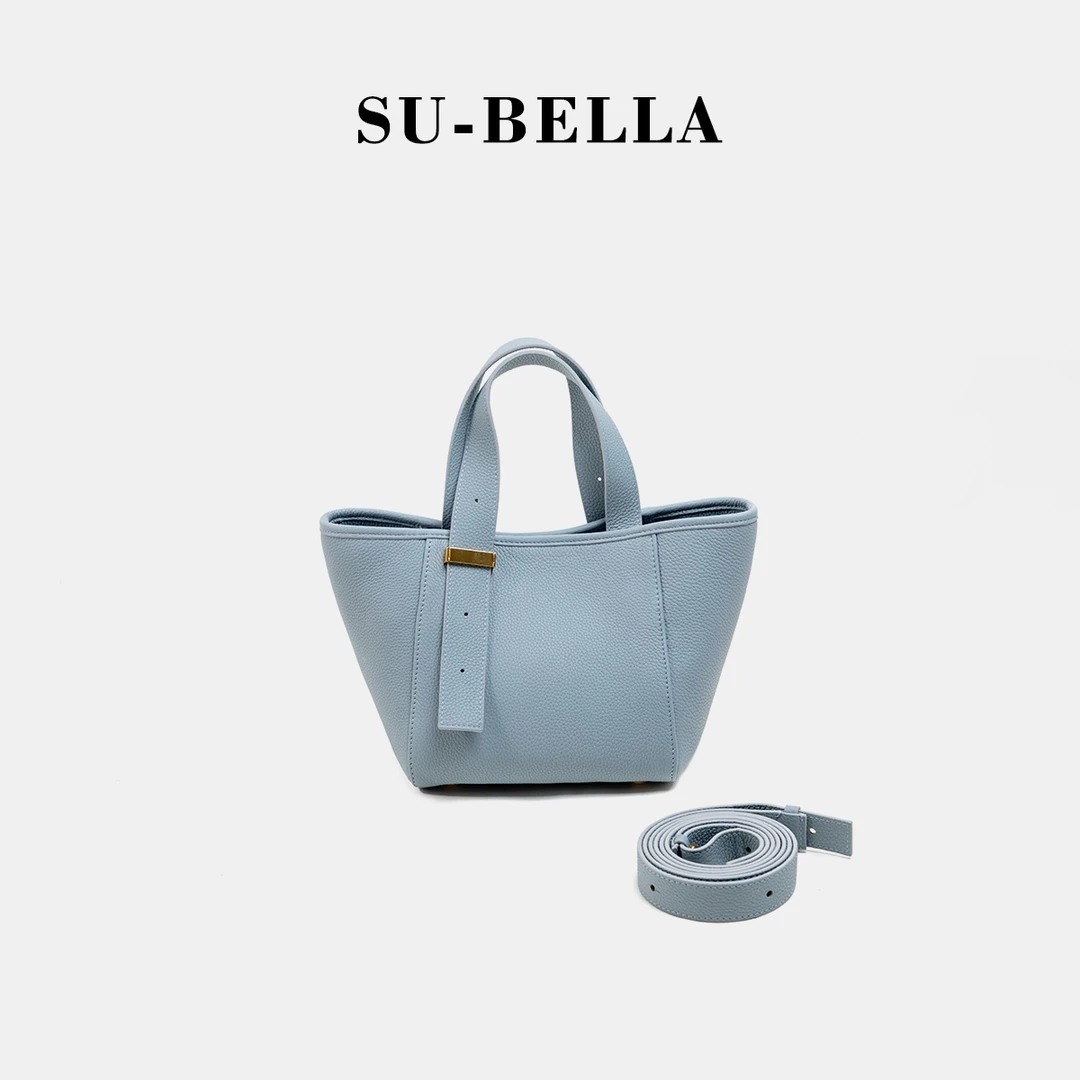 Subella官方设计师品牌中号菜篮子水桶包手提包真皮