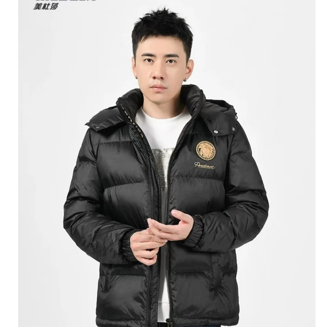 美杜莎2024秋冬轻奢高端休闲加厚刺绣连帽羽绒服23841