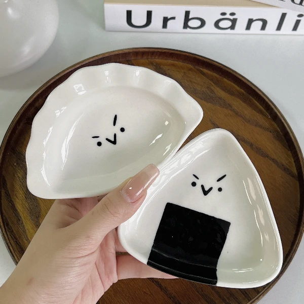 <秋日合>蘸味碟可爱搞怪造型釉下彩蘸料碟日式手工复古