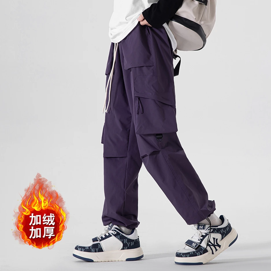 冬季加绒工装裤潮牌工装裤运动直筒百搭情侣高街宽松时尚A861H