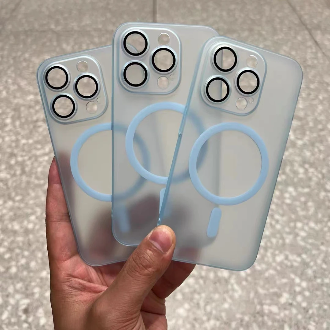 夏季冰川蓝磁吸带镜头膜适用苹果15promax手机壳iphone14pro/13硬