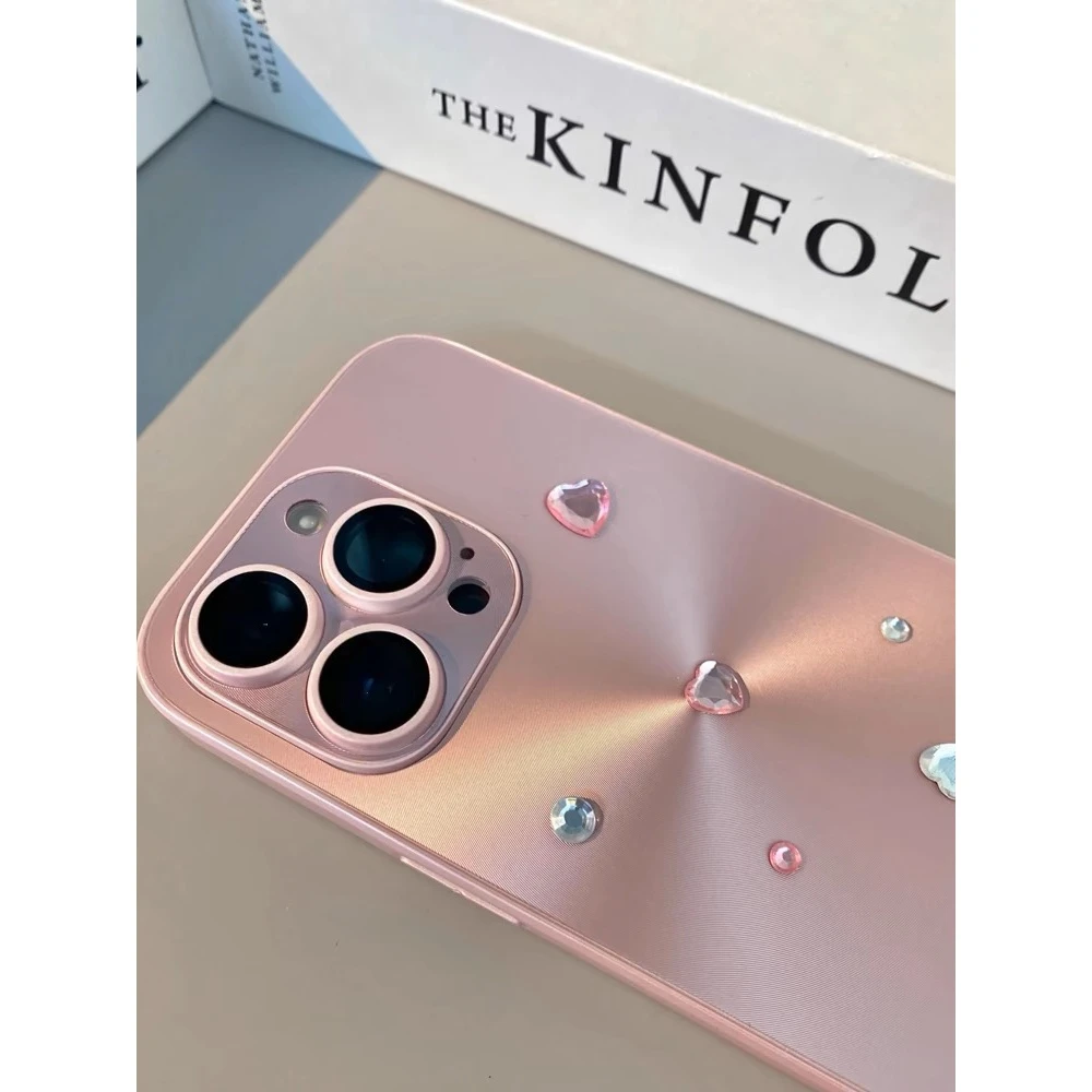 高级感镭射炫彩粉色闪钻适用苹果14手机壳iphone15pro/13全包12