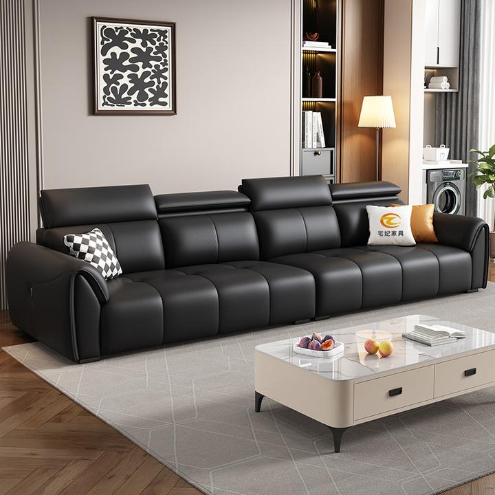 大象耳朵钢琴键头层牛皮真皮沙发现代简约客厅家用小户型直排沙发