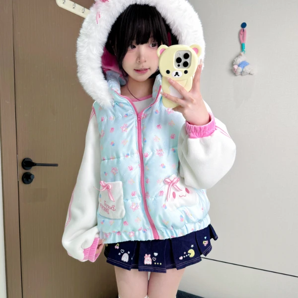 【小兔联盟】莓莓乐萌兔兔棉服马甲可拆卸连帽