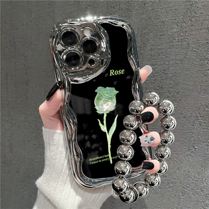 富典绿光玫瑰苹果15华为OPPO小米vivo电镀曲边iPhone14防摔手机壳