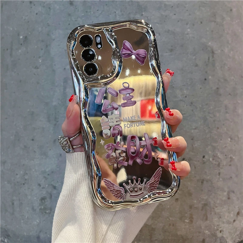 富典公主请发财苹果华为OPPORENO6小米vivo电镀曲边iPhone手机壳