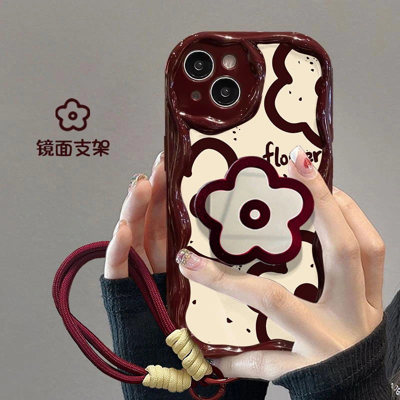 富典线条花朵苹果15华为vivo小米OPPO曲边纹iPhone14promax手机壳