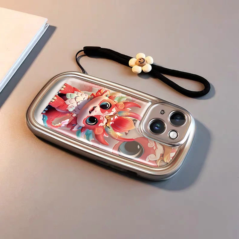 富典小神龙苹果iPhone15/14/13华为OPPO小米vivo肥皂银壳手机壳女