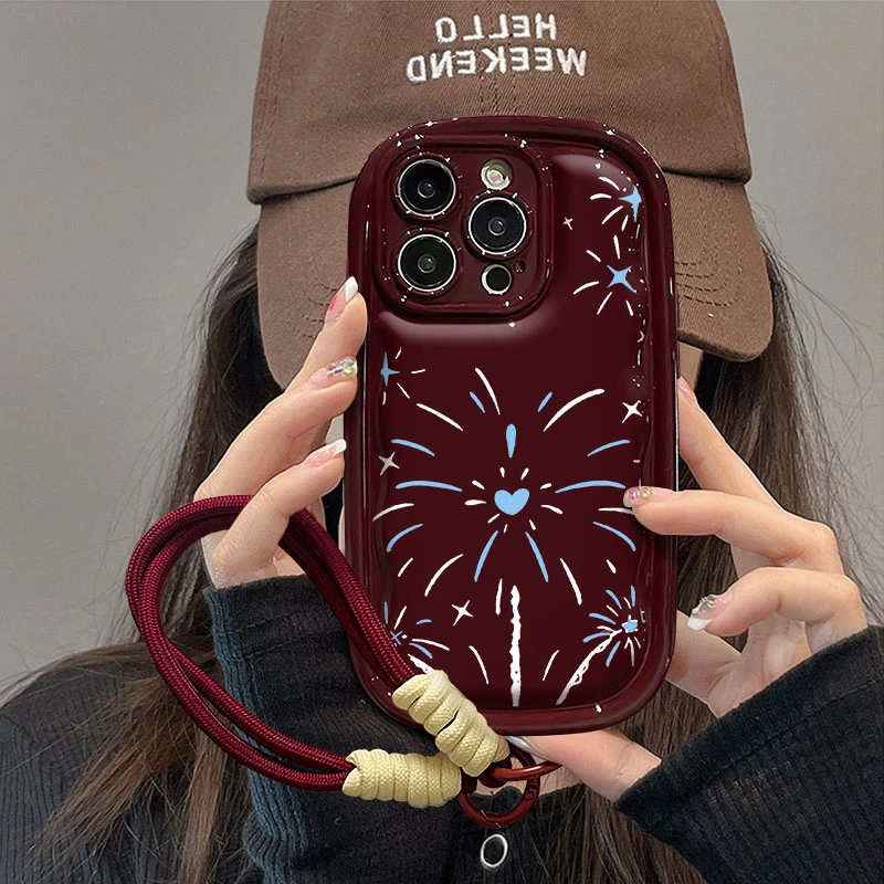 富典爱心烟花苹果华为OPPORENO6小米vivoX60胖波浪iPhone15手机壳