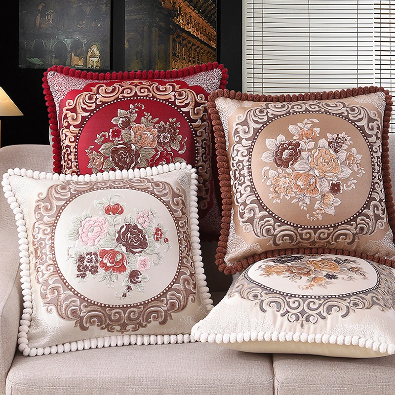 抱枕靠垫沙发护腰枕靠背垫可拆洗含芯靠枕家用客厅提花床头靠枕套