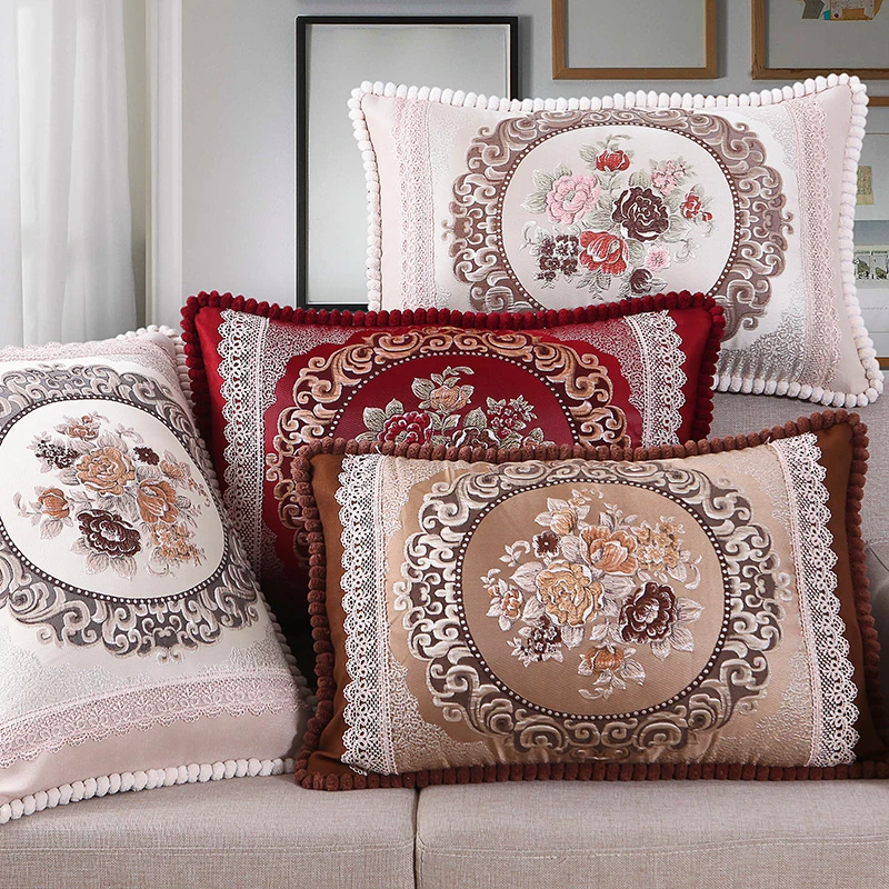 抱枕沙发靠垫欧式提花靠枕套可拆洗含芯护腰枕家用客厅床头靠背垫