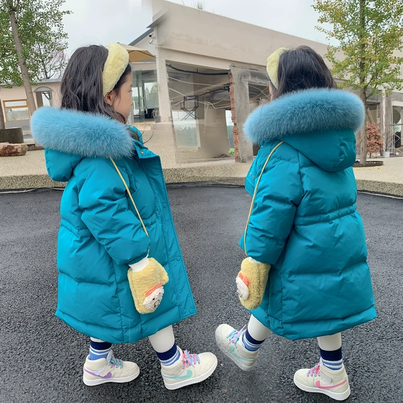 波司澄女童羽绒服女中长款冬装2023新款冬季儿童收腰加厚宝宝洋气