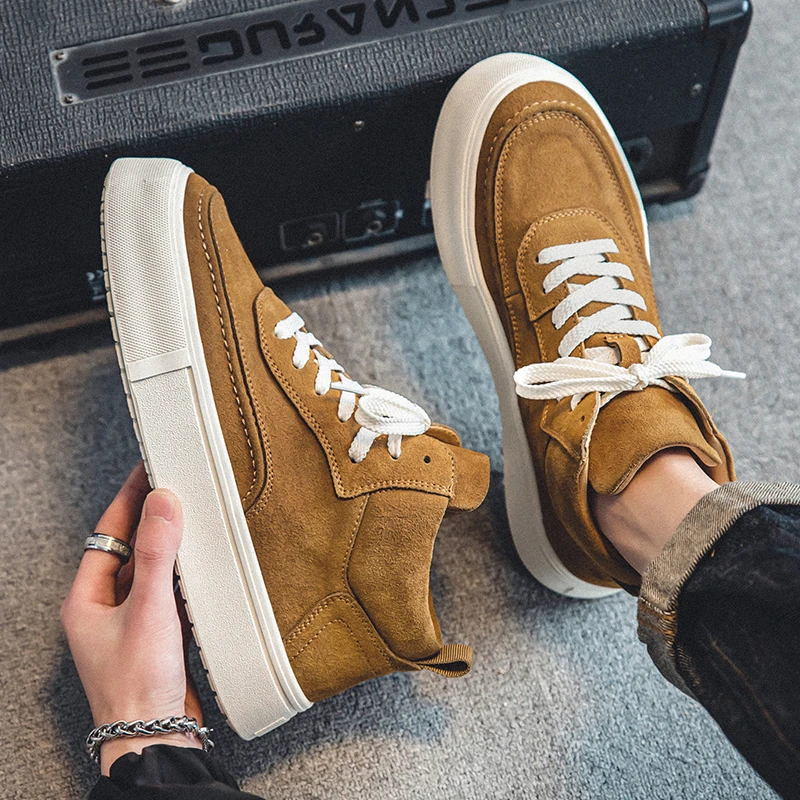 男鞋秋冬2025新款运动休闲鞋翻毛真皮高帮板鞋潮牌中帮马丁靴男款