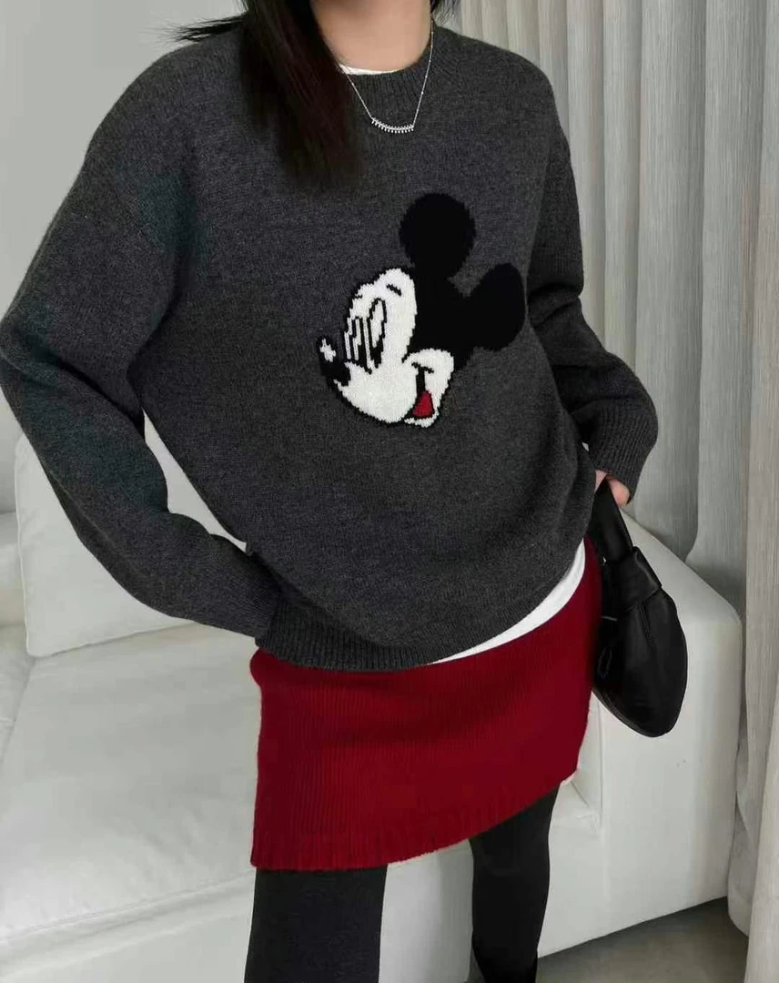 琦琦家定制款韩系慵懒风套头圆领毛衣