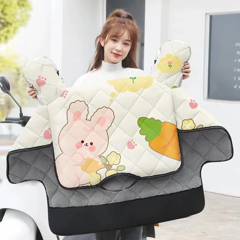 挡风罩电动摩托车防水加大秋冬电动车加厚加绒挡风被（花型不挑）