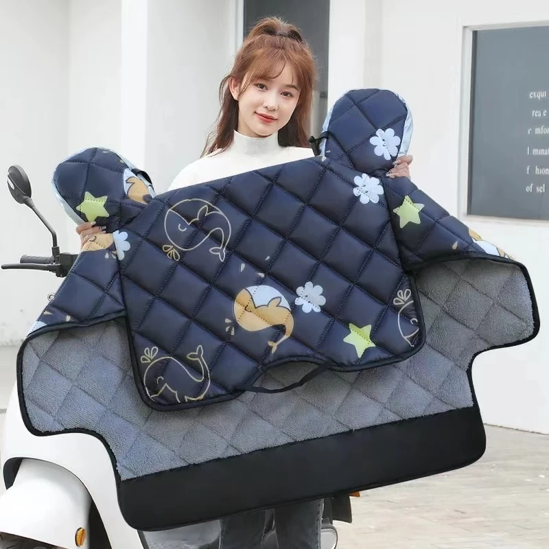 加厚防水电动车挡风被冬季电瓶车加绒加大防挡风罩电动摩托车防水