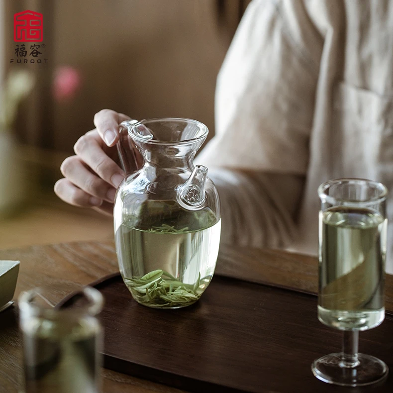 福容仿宋执壶手工玻璃茶壶加厚耐热泡茶壶茶器分茶壶透明单壶茶具