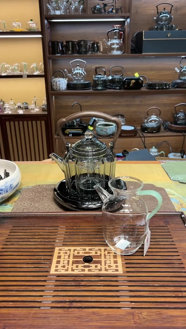 【闪购商品】玻璃茶盏仿宋执壶浅玉色