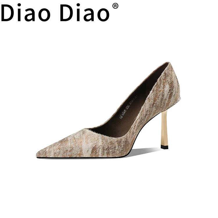 diaodiao【新品上新】2024秋季时尚百搭尖头轻奢优雅马毛女士细跟
