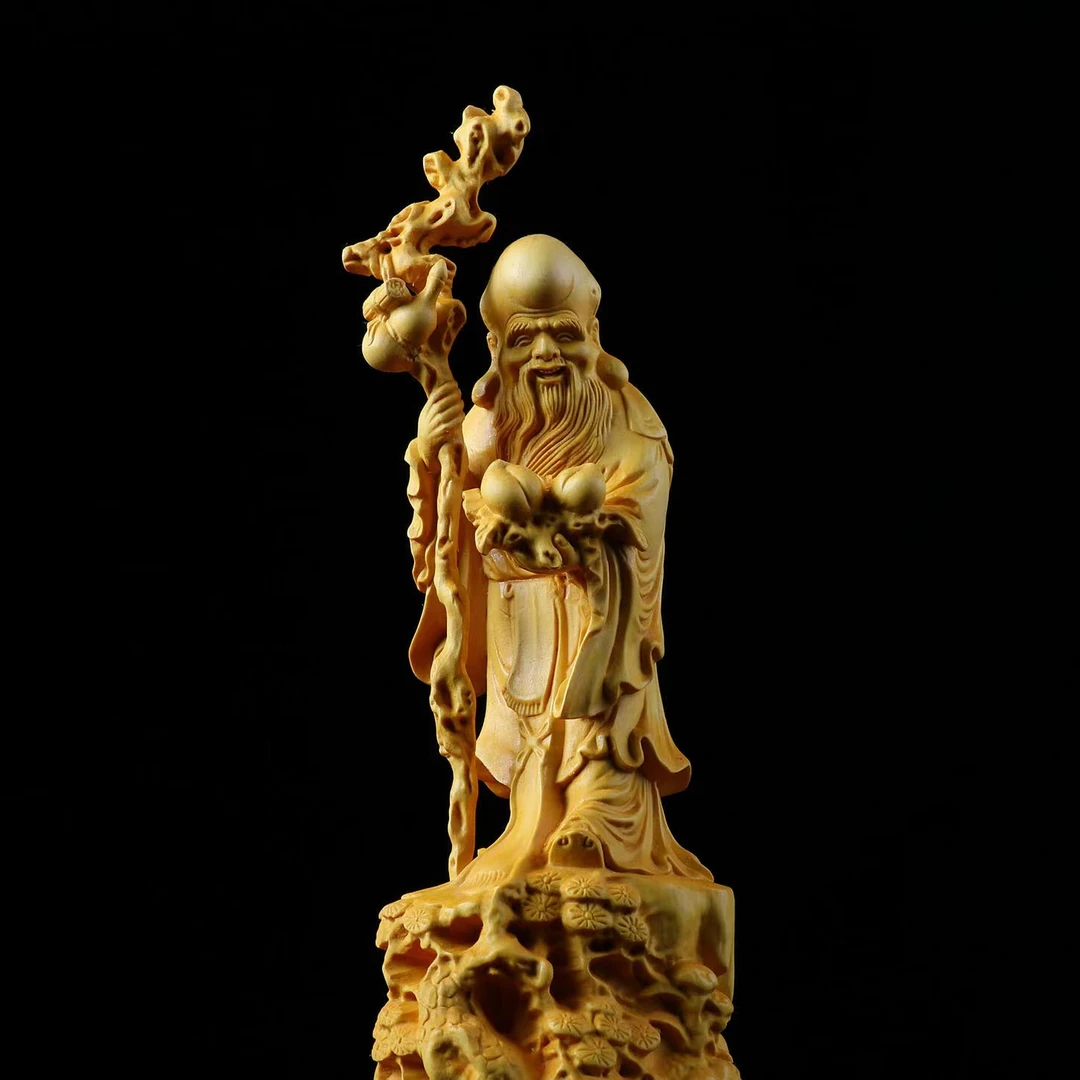 黄杨木雕老寿星木制雕刻工艺品摆件送长辈送老人送礼家用装饰摆件