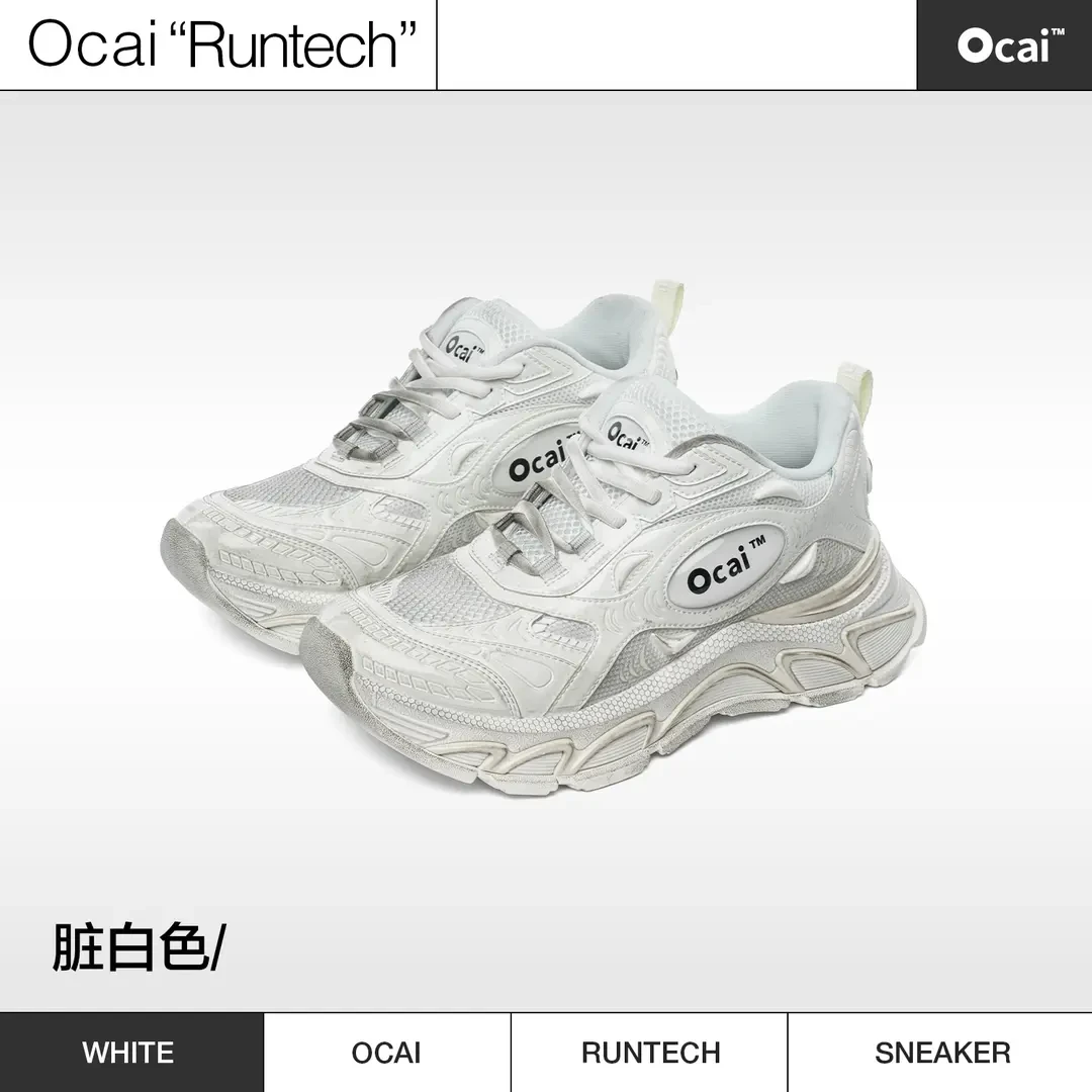Ocai"Runtech3.0"复古做旧“超声波”脏白色跑鞋