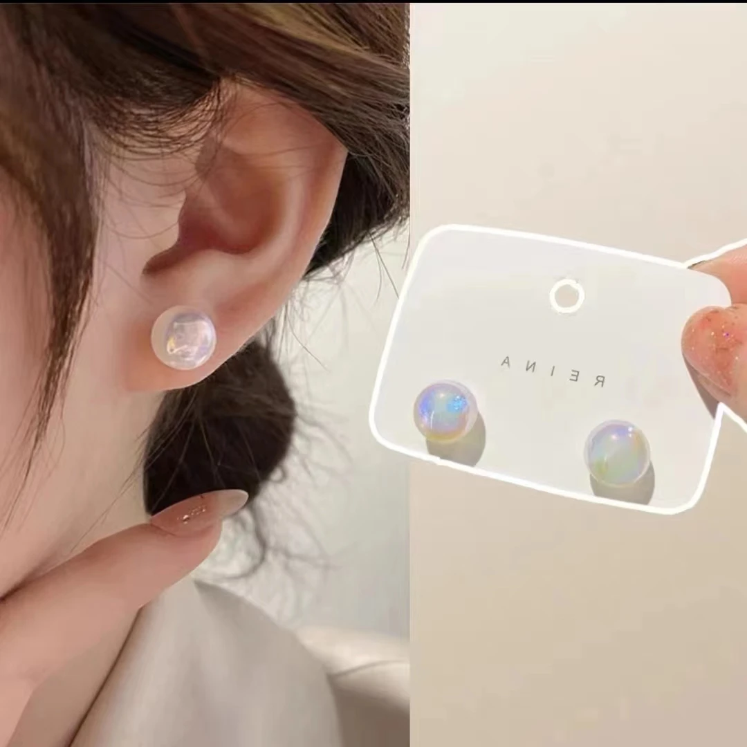 柔润 925银仿珍珠耳饰 【361号】温柔复古简约炫彩小巧素款耳钉ins