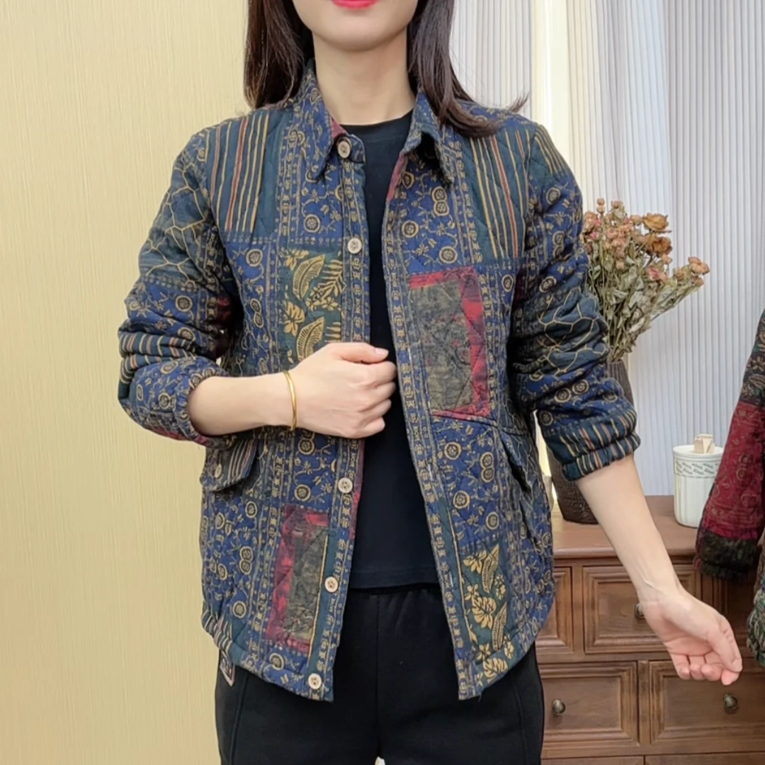 秋冬新款洋气百搭棉衣气质减龄妈妈装外套休闲保暖时尚翻领