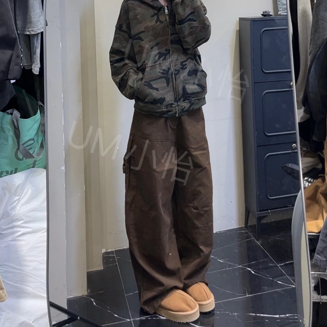 鑫怡定制【卡布奇洛】美式秋季新款高腰显瘦宽松高街阔腿工装裤