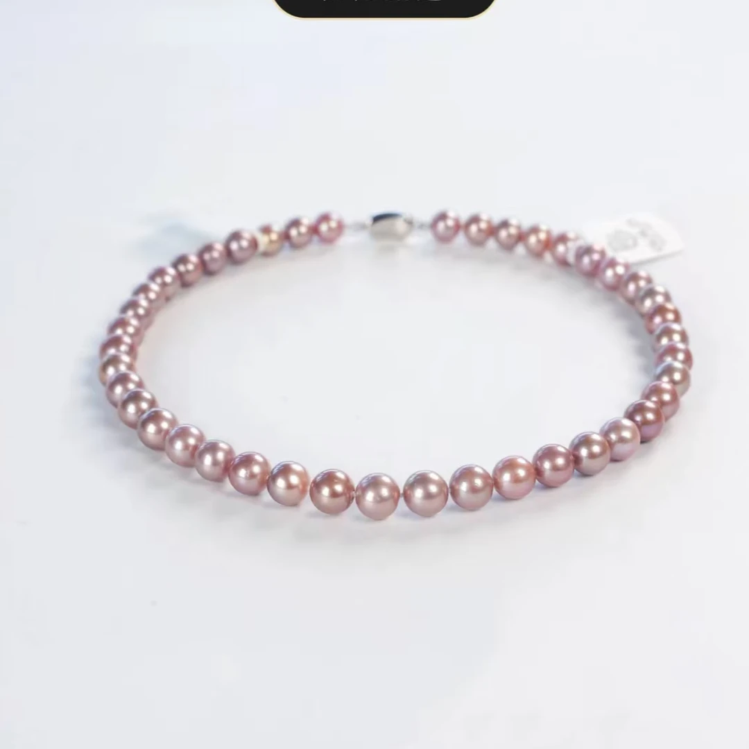 【紫霞仙子】淡水气质高贵优雅紫色珍珠项链9-11mm含吉尔德大证