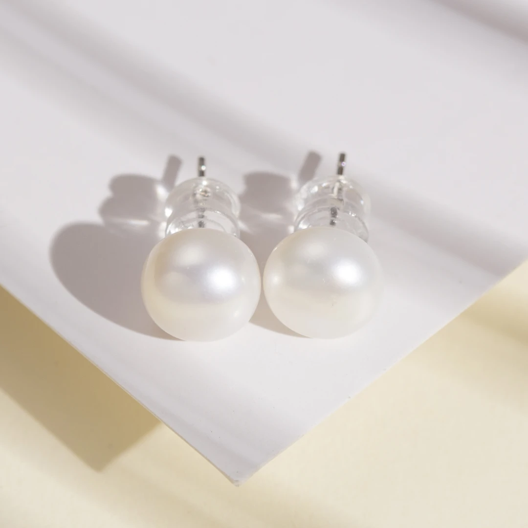 FLE008【阿组福利】8.5-9mm无核珍珠耳钉S925银（非基地发货无证书）