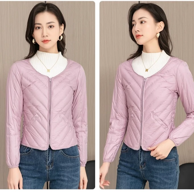 2024秋冬羽绒马甲短款时尚女士轻薄修生内穿保暖坎肩白鸭绒背心