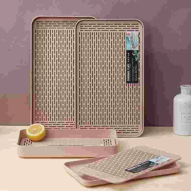 双层沥水盘塑料长方形家用客厅水果盘杯子沥水篮厨房茶水托盘茶盘